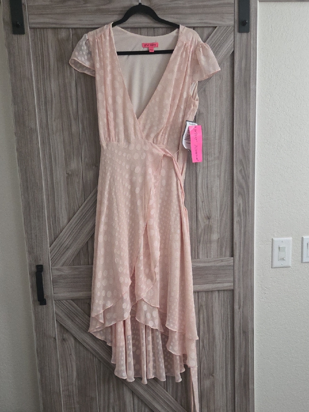 Betsey Johnson Pale Blush Wrap High-Low Dress